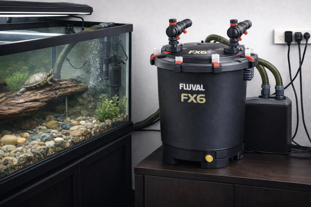 Fluval FX6 canister filter setup for large turtle tank
