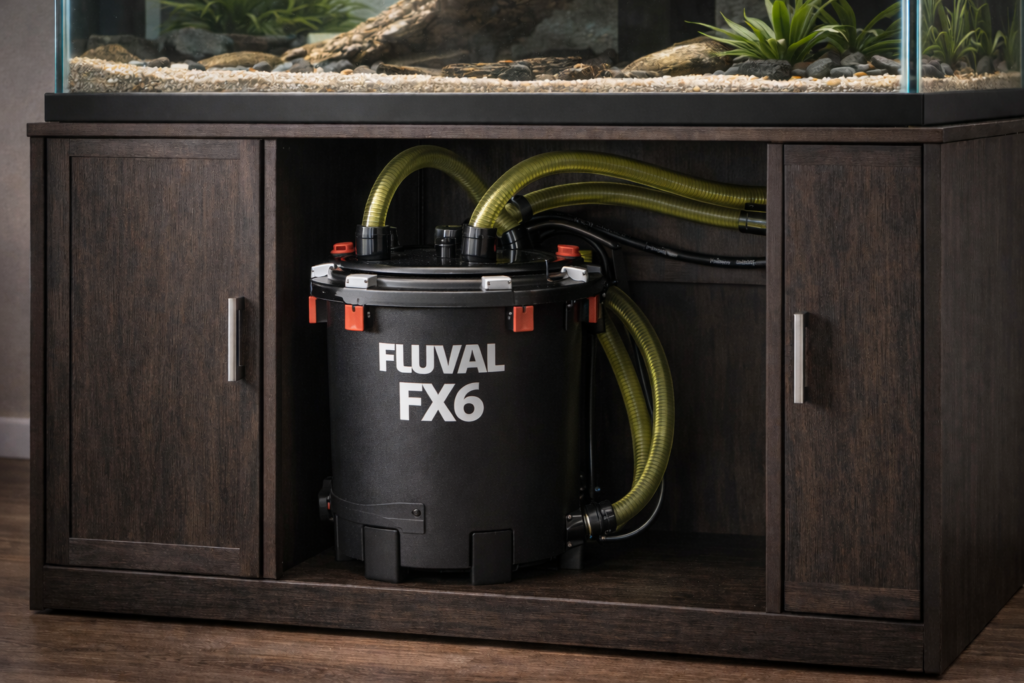 large capacity canister filter installed for 75 gallon turtle tank