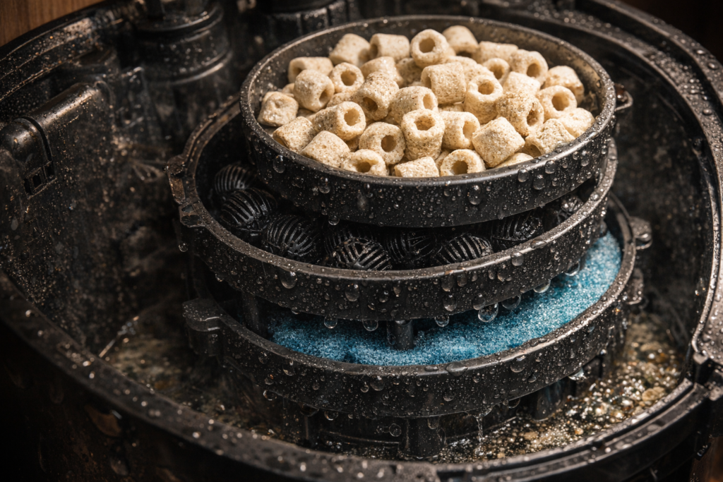 canister filter media for turtle tank filtration