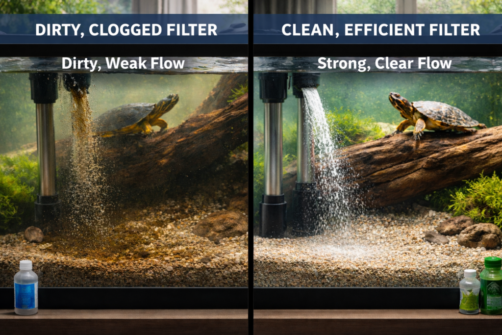dirty vs clean turtle canister filter media comparison