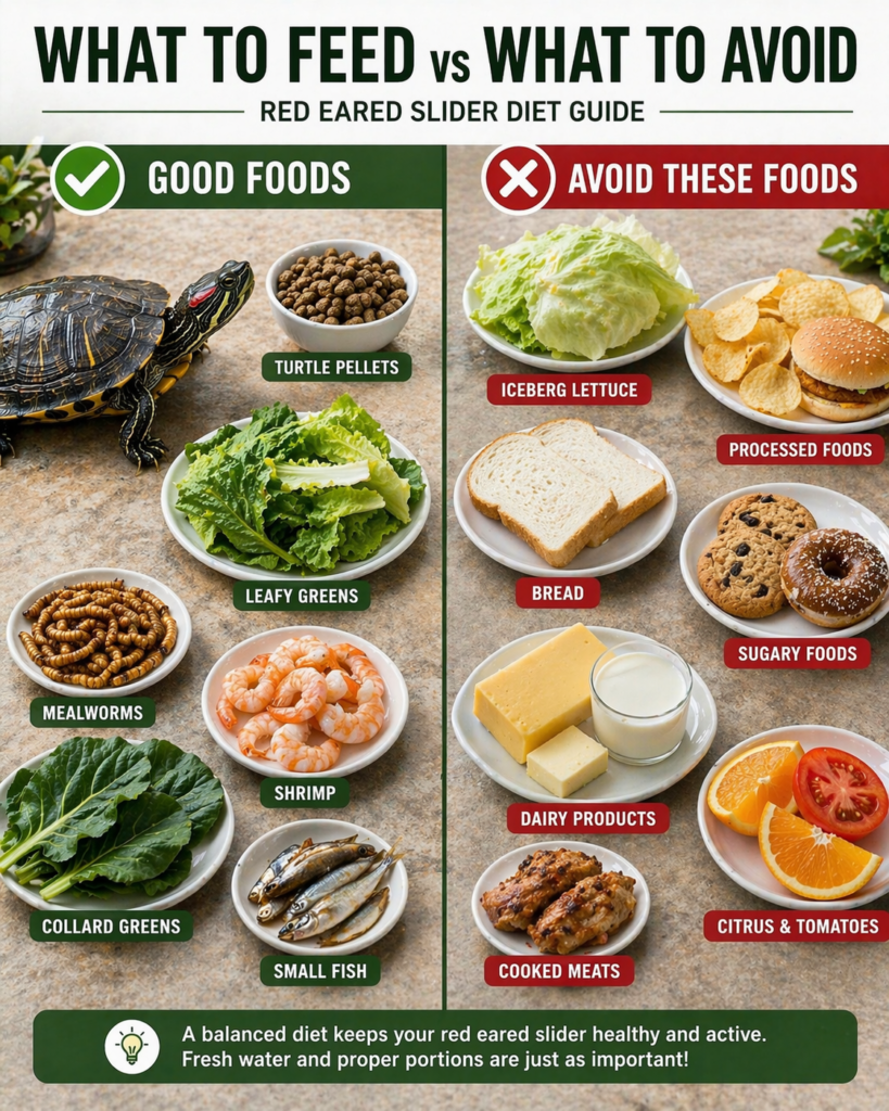 what can red eared sliders eat vs foods to avoid chart with safe diet and harmful items