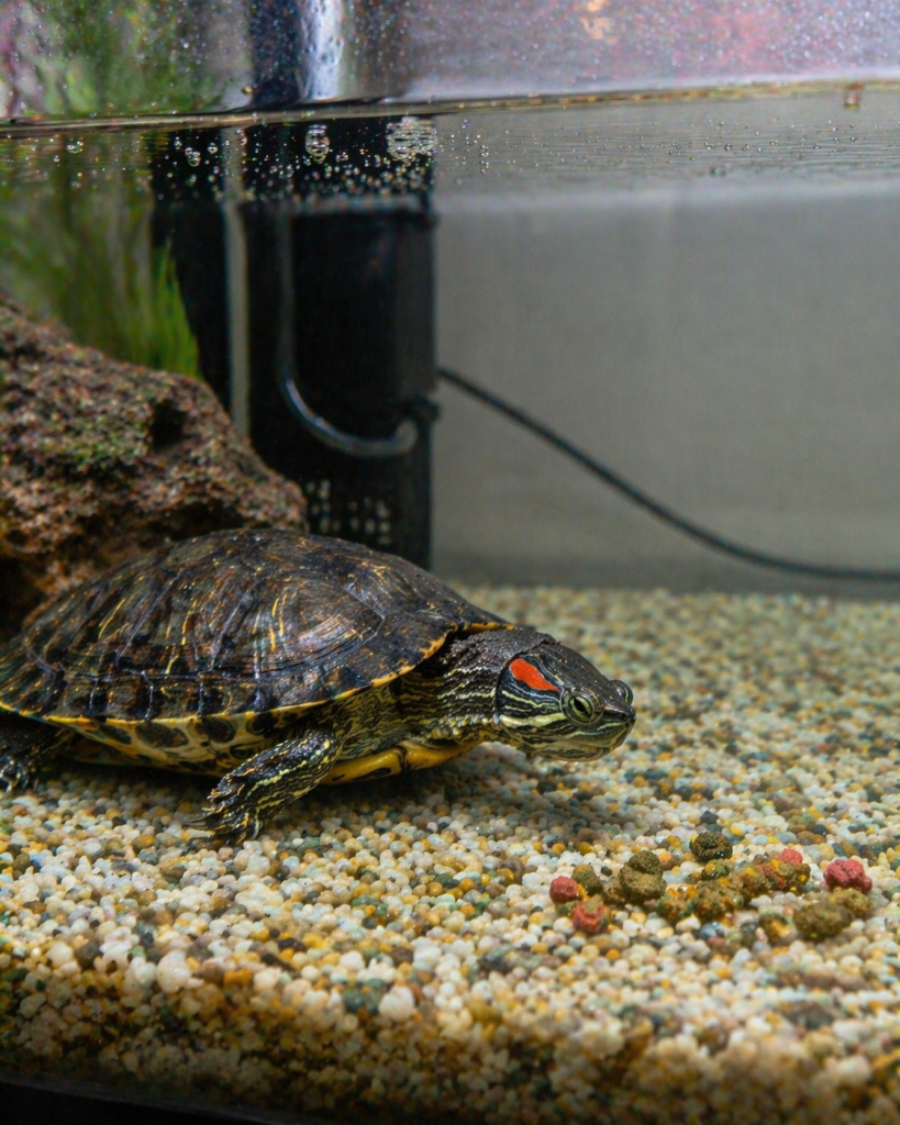 why is my turtle not eating showing turtle ignoring food in tank